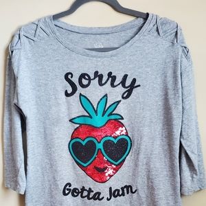 Sequin and Glitter Strawberry " gotta jam" Tee